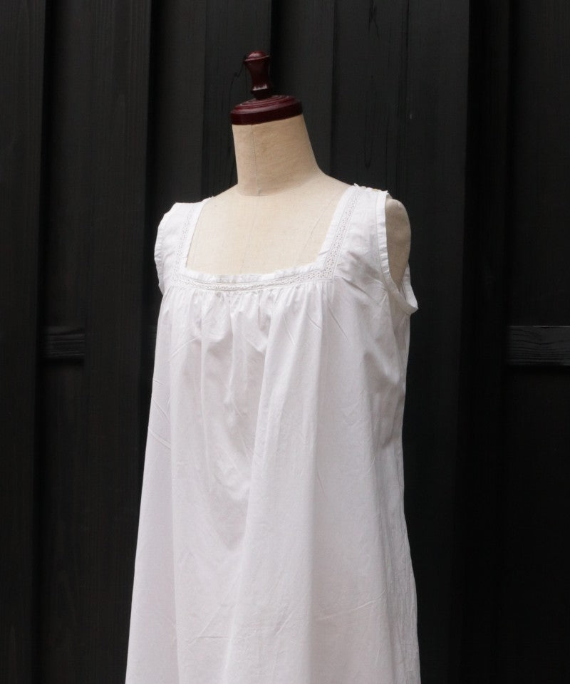 FRENCH ANTIQUE COTTON CAMISOLE NIGHTDRESS - A'r139 Kamakura