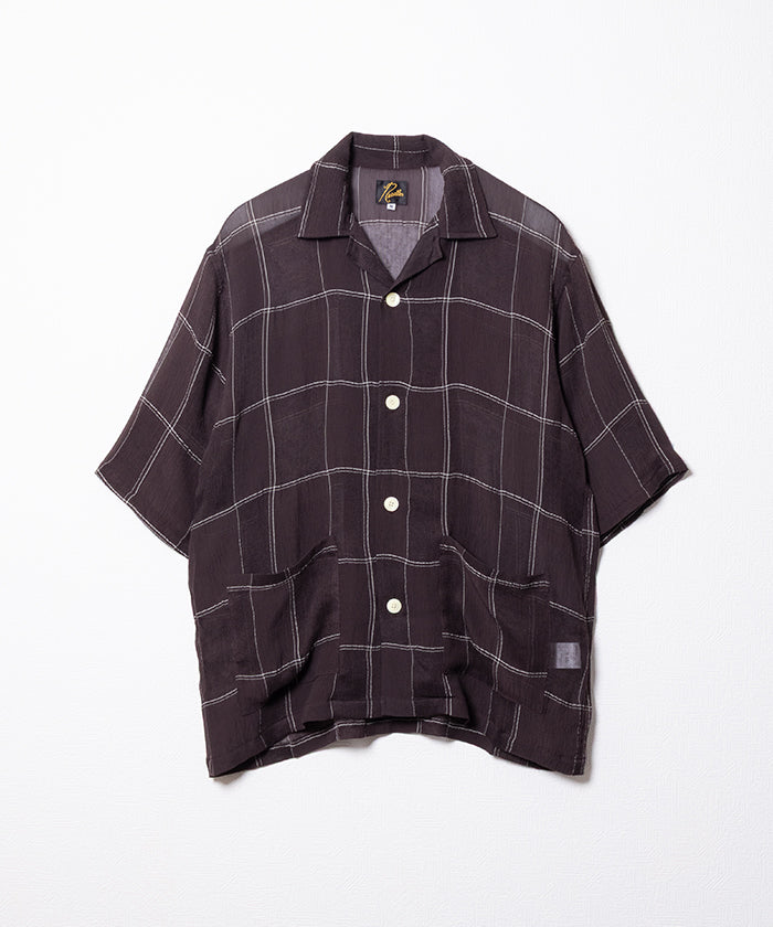 Needles] CABANA SHIRT - CUPRA CREPE PLAID - BROWN / Needles cabana