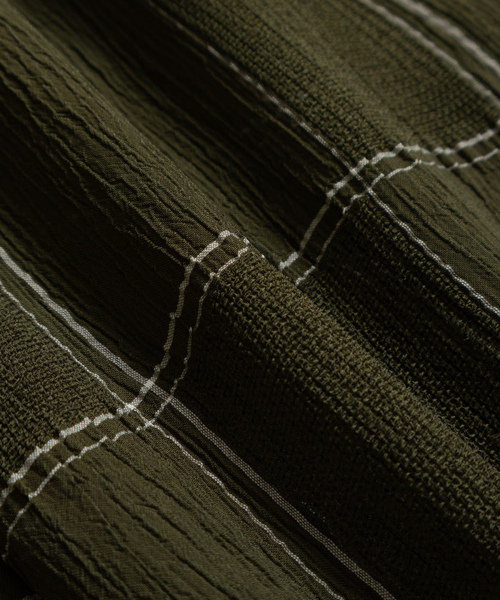 CABANA SHIRT - CUPRA CREPE PLAID - OLIVE