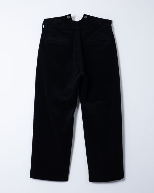 DEADSTOCK WIDE CORDUROY "BOURGERON" FRENCH WORK TROUSER - BLACK