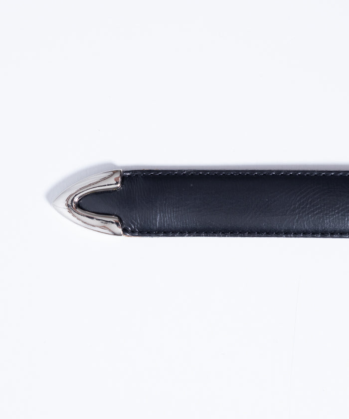 【INTÉRIM】DEADSTOCK SHINY CHROME ITALY CALF LEATHER BELT 25mm / デッドストック シャイニー クローム イタリー カーフレザー ベルト ウエスタンベルト ブラック 2025SS 2025春夏 正規取扱店 神奈川 鎌倉 通販 オンラインショップ