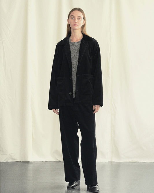 DEADSTOCK WIDE CORDUROY "BOURGERON" FRENCH WORK TROUSER - BLACK