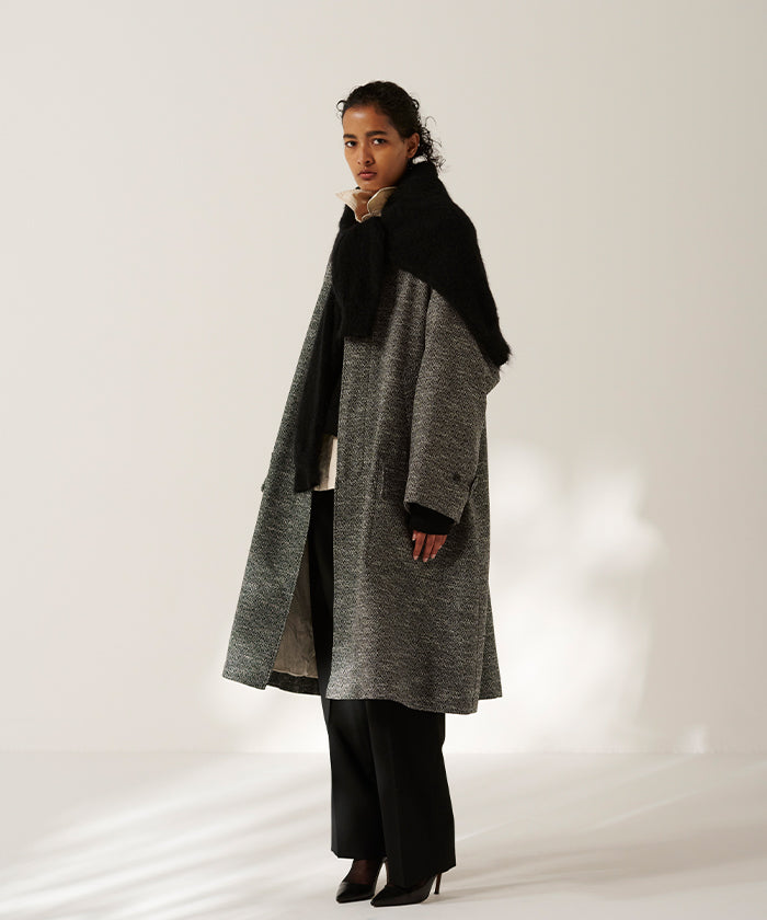 DOUBLE SIDED JACQUARD TWEED DEADSTOCK HYPER BIG HUNTING OVER COAT
