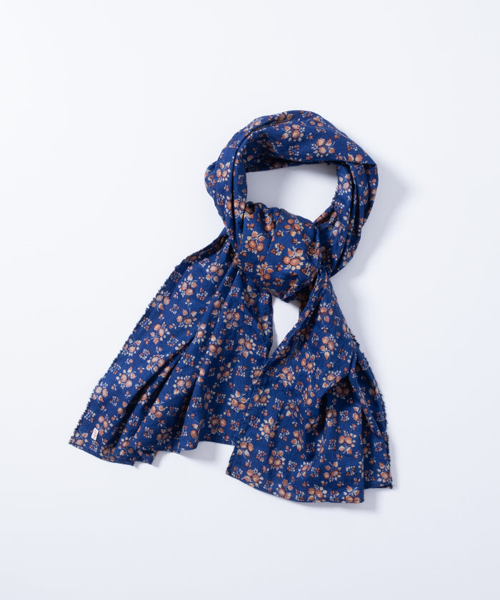 【OUTIL】ECHAPRE BEAUSOLEIL / ウティ フラワープリント インディゴ スカーフ 2025SS 2025春夏 正規取扱店 神奈川 鎌倉 オンラインショップ 通販