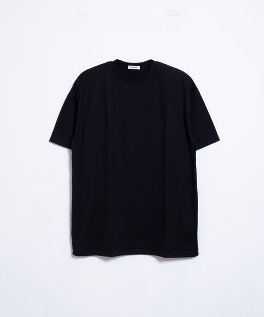 【INTÉRIM】EXTRA FINE MERINO WOOL JERSEY S/S TEE - BLACK / インテリム エクストラ ファイン メリノウール ジャージー 半袖 Tシャツ ブラック 黒 2025SS 2025春夏 正規取扱店 神奈川 鎌倉 オンラインショップ 通販