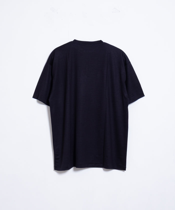 【INTÉRIM】EXTRA FINE MERINO WOOL JERSEY S/S TEE - D.NAVY / インテリム エクストラ ファイン メリノウール ジャージー 半袖 Tシャツ ダーク ネイビー 紺 2025SS 2025春夏 正規取扱店 神奈川 鎌倉 オンラインショップ 通販
