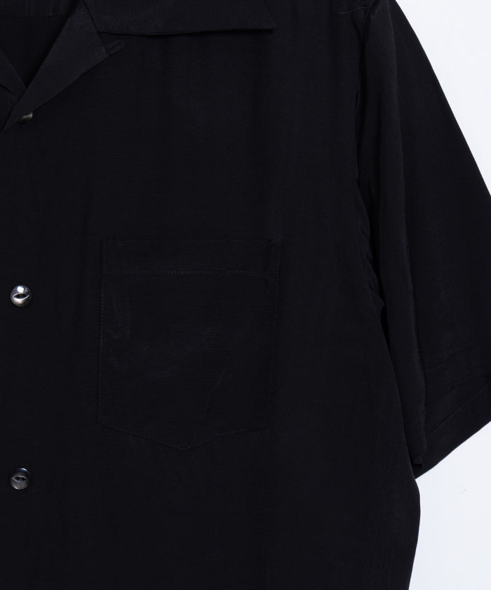 【Aloha Blossom】FOUNDATION SHORT SLEEVE - BLACK / アロハブロッサム 半袖 レーヨン アロハシャツ ブラック 黒 無地 2025SS 2025春夏 正規取扱店 神奈川 鎌倉 オンラインショップ 通販