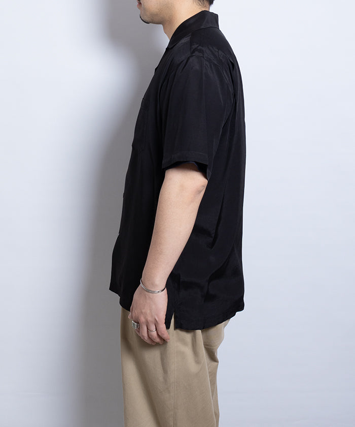 【Aloha Blossom】FOUNDATION SHORT SLEEVE - BLACK / アロハブロッサム 半袖 レーヨン アロハシャツ ブラック 黒 無地 2025SS 2025春夏 正規取扱店 神奈川 鎌倉 オンラインショップ 通販