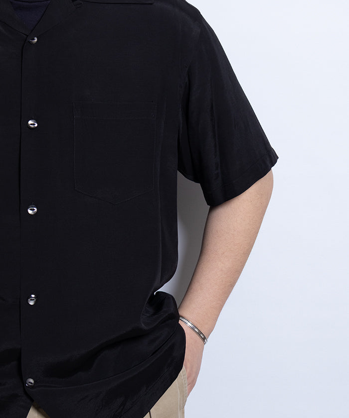 【Aloha Blossom】FOUNDATION SHORT SLEEVE - BLACK / アロハブロッサム 半袖 レーヨン アロハシャツ ブラック 黒 無地 2025SS 2025春夏 正規取扱店 神奈川 鎌倉 オンラインショップ 通販
