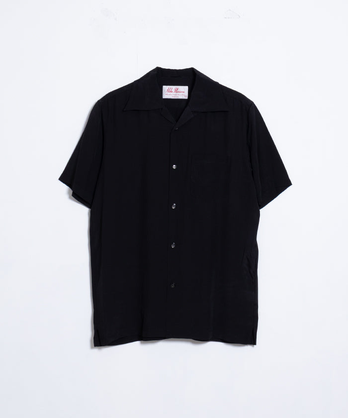 【Aloha Blossom】FOUNDATION SHORT SLEEVE - BLACK / アロハブロッサム 半袖 レーヨン アロハシャツ ブラック 黒 無地 2025SS 2025春夏 正規取扱店 神奈川 鎌倉 オンラインショップ 通販