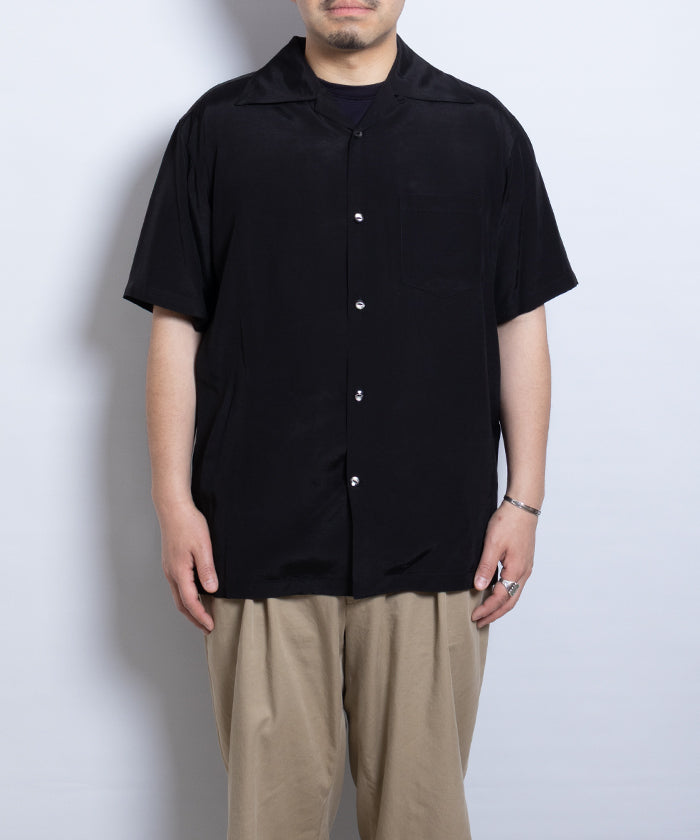 【Aloha Blossom】FOUNDATION SHORT SLEEVE - BLACK / アロハブロッサム 半袖 レーヨン アロハシャツ ブラック 黒 無地 2025SS 2025春夏 正規取扱店 神奈川 鎌倉 オンラインショップ 通販