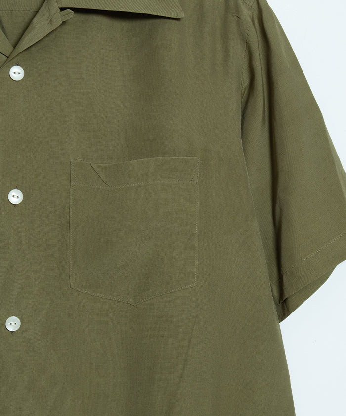【Aloha Blossom】FOUNDATION SHORT SLEEVE - KHAKI / アロハブロッサム 半袖 レーヨン アロハシャツ カーキ 無地 2025SS 2025春夏 正規取扱店 神奈川 鎌倉 オンラインショップ 通販