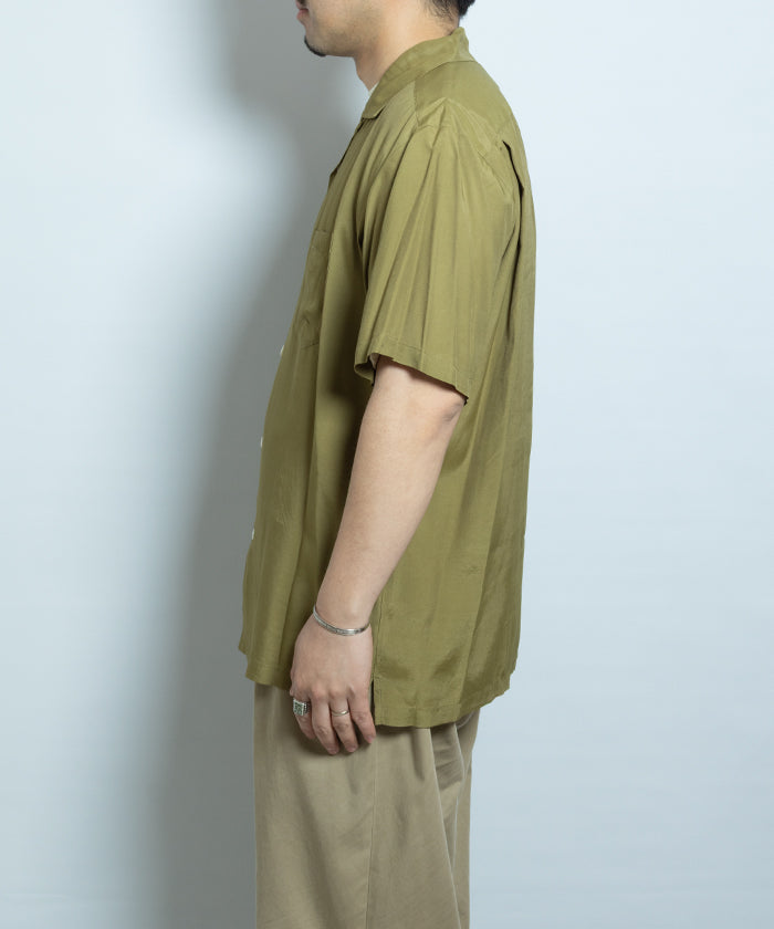 【Aloha Blossom】FOUNDATION SHORT SLEEVE - KHAKI / アロハブロッサム 半袖 レーヨン アロハシャツ カーキ 無地 2025SS 2025春夏 正規取扱店 神奈川 鎌倉 オンラインショップ 通販