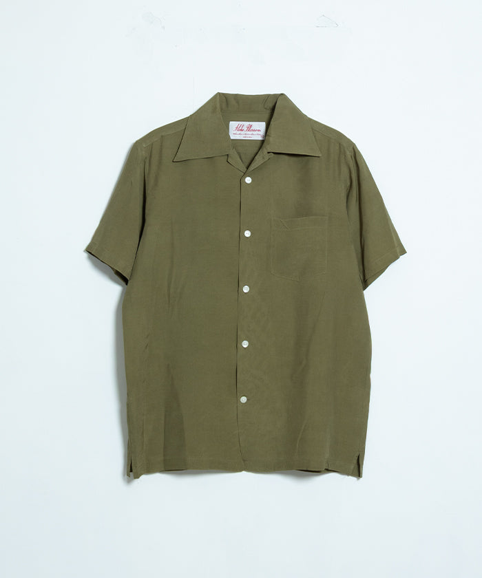 【Aloha Blossom】FOUNDATION SHORT SLEEVE - KHAKI / アロハブロッサム 半袖 レーヨン アロハシャツ カーキ 無地 2025SS 2025春夏 正規取扱店 神奈川 鎌倉 オンラインショップ 通販