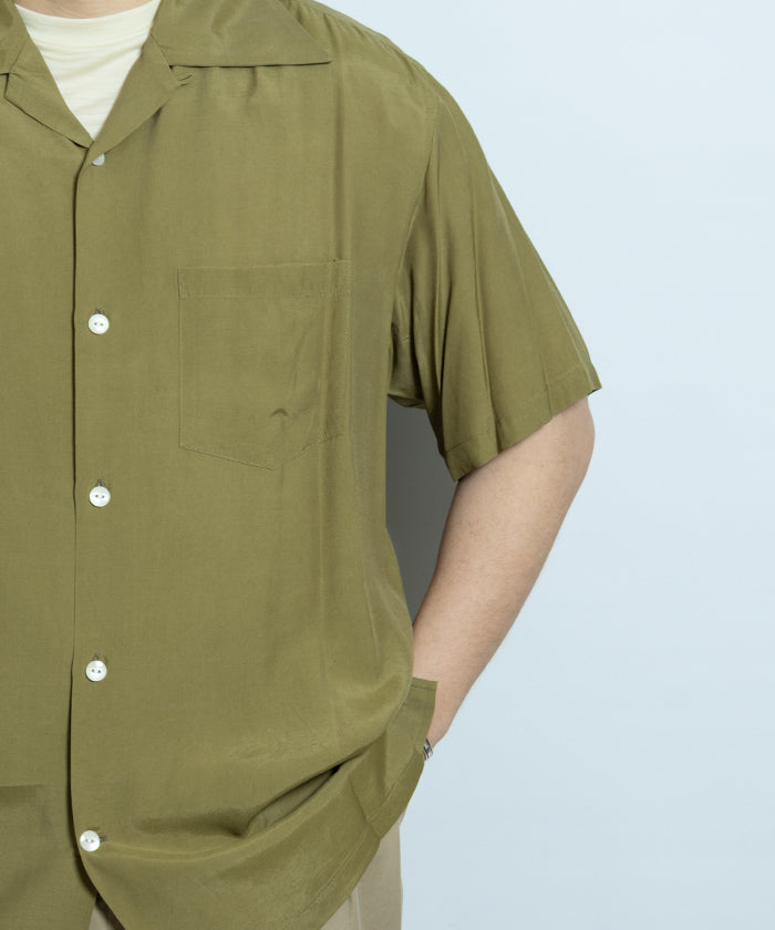 【Aloha Blossom】FOUNDATION SHORT SLEEVE - KHAKI / アロハブロッサム 半袖 レーヨン アロハシャツ カーキ 無地 2025SS 2025春夏 正規取扱店 神奈川 鎌倉 オンラインショップ 通販