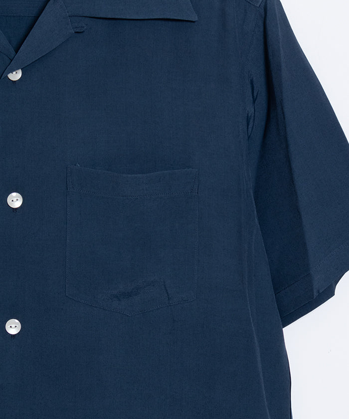 【Aloha Blossom】FOUNDATION SHORT SLEEVE ‐ NAVY / アロハブロッサム 半袖 レーヨン アロハシャツ ネイビー 紺 2025SS 2025春夏 無地 正規取扱店 神奈川 鎌倉 オンラインショップ 通販