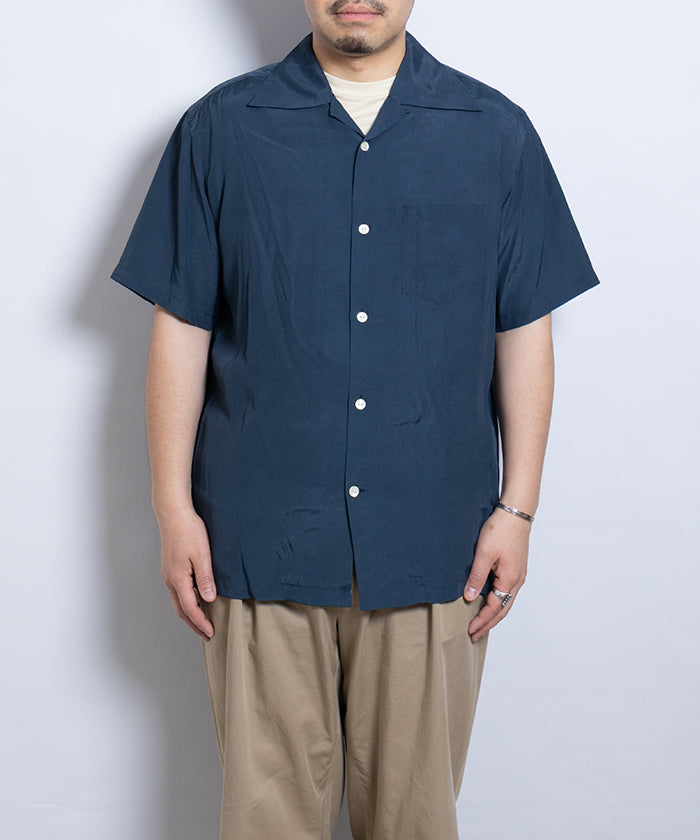 【Aloha Blossom】FOUNDATION SHORT SLEEVE ‐ NAVY / アロハブロッサム 半袖 レーヨン アロハシャツ ネイビー 紺 2025SS 2025春夏 無地 正規取扱店 神奈川 鎌倉 オンラインショップ 通販