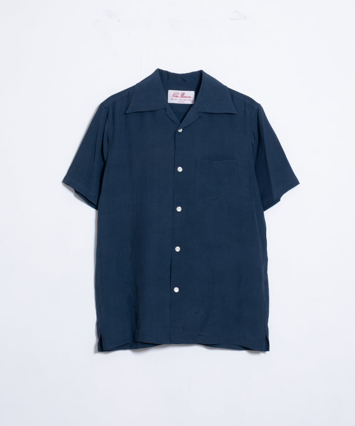 【Aloha Blossom】FOUNDATION SHORT SLEEVE ‐ NAVY / アロハブロッサム 半袖 レーヨン アロハシャツ ネイビー 紺 2025SS 2025春夏 無地 正規取扱店 神奈川 鎌倉 オンラインショップ 通販
