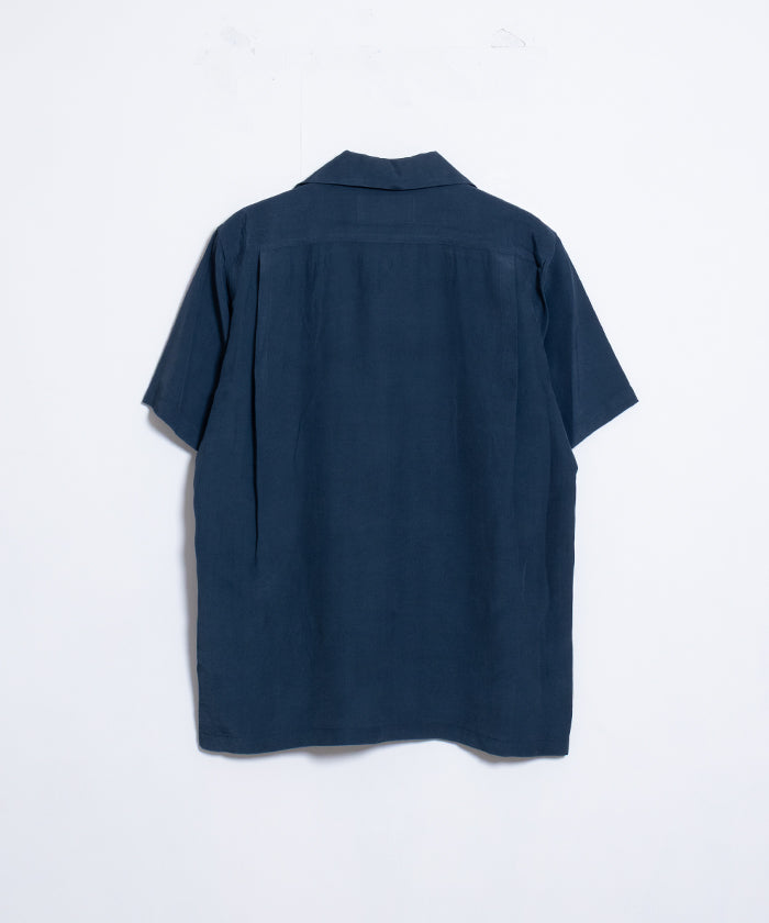 【Aloha Blossom】FOUNDATION SHORT SLEEVE ‐ NAVY / アロハブロッサム 半袖 レーヨン アロハシャツ ネイビー 紺 2025SS 2025春夏 無地 正規取扱店 神奈川 鎌倉 オンラインショップ 通販