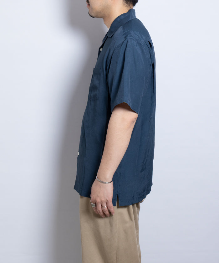 【Aloha Blossom】FOUNDATION SHORT SLEEVE ‐ NAVY / アロハブロッサム 半袖 レーヨン アロハシャツ ネイビー 紺 2025SS 2025春夏 無地 正規取扱店 神奈川 鎌倉 オンラインショップ 通販
