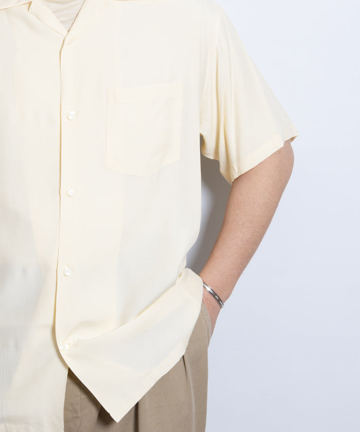 【Aloha Blossom】FOUNDATION SHORT SLEEVE ‐ OFF / アロハブロッサム 半袖 レーヨン アロハシャツ オフホワイト 白 生成り 2025SS 2025春夏 無地 正規取扱店 神奈川 鎌倉 オンラインショップ 通販