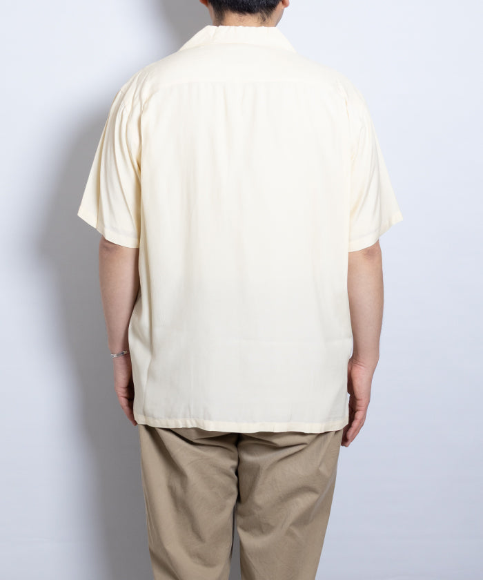 【Aloha Blossom】FOUNDATION SHORT SLEEVE ‐ OFF / アロハブロッサム 半袖 レーヨン アロハシャツ オフホワイト 白 生成り 2025SS 2025春夏 無地 正規取扱店 神奈川 鎌倉 オンラインショップ 通販