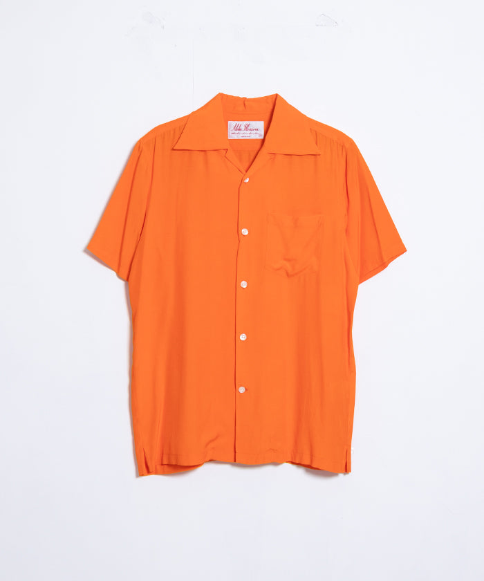 【Aloha Blossom】FOUNDATION SHORT SLEEVE ‐ ORANGE / アロハブロッサム 半袖 レーヨン アロハシャツ オレンジ 無地 2025SS 2025春夏 正規取扱店 神奈川 鎌倉 オンラインショップ 通販