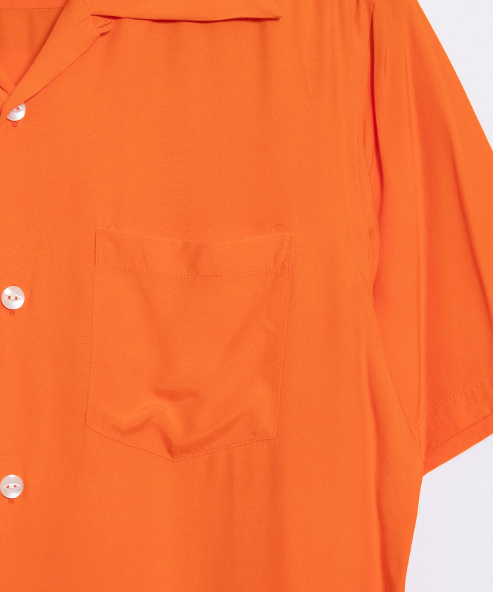 【Aloha Blossom】FOUNDATION SHORT SLEEVE ‐ ORANGE / アロハブロッサム 半袖 レーヨン アロハシャツ オレンジ 無地 2025SS 2025春夏 正規取扱店 神奈川 鎌倉 オンラインショップ 通販