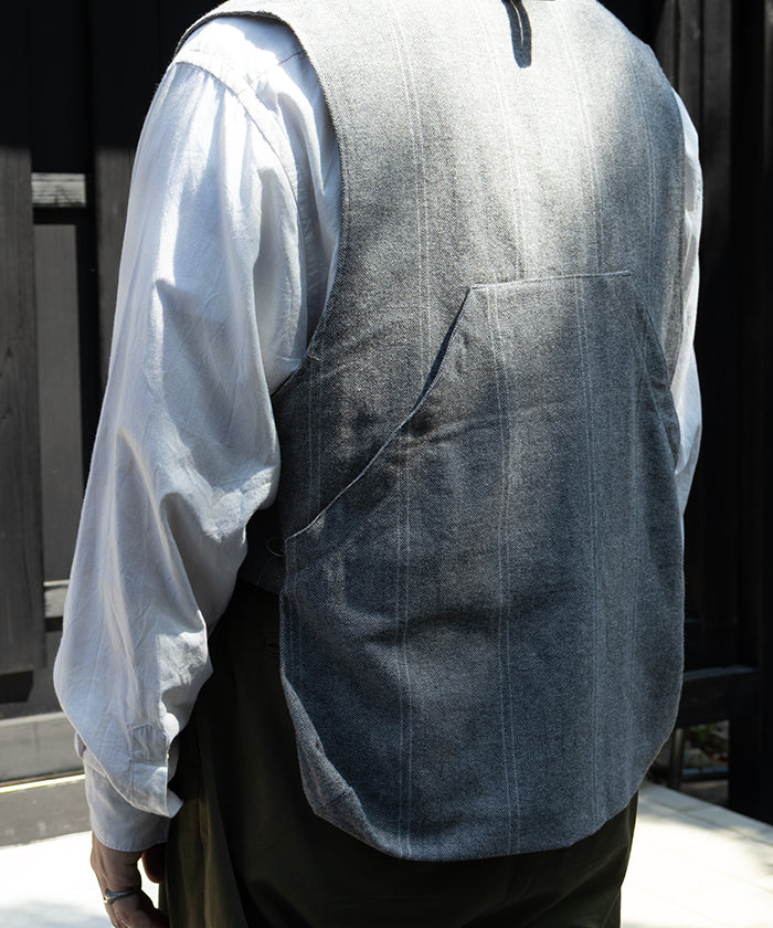 【ENGINEERED GARMENTS】FOWL VEST LT WOOL STRIPED HB - GREY / エンジニアドガーメンツ フォールベスト ライトウール ストライプ ヘリンボーン 2025AW 2025秋冬 正規取扱店 神奈川 鎌倉 オンラインショップ 通販