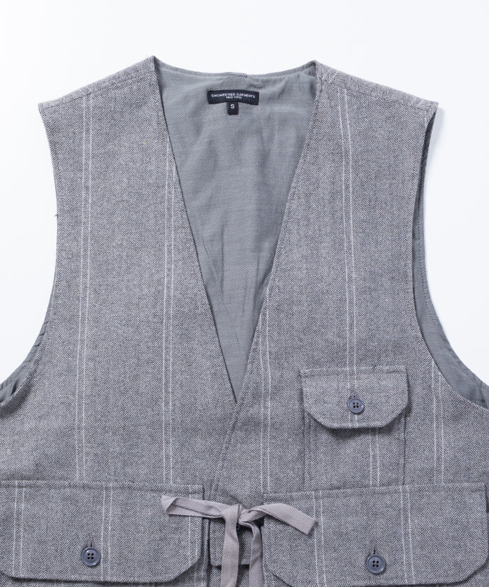 【ENGINEERED GARMENTS】FOWL VEST LT WOOL STRIPED HB - GREY / エンジニアドガーメンツ フォールベスト ライトウール ストライプ ヘリンボーン 2025AW 2025秋冬 正規取扱店 神奈川 鎌倉 オンラインショップ 通販