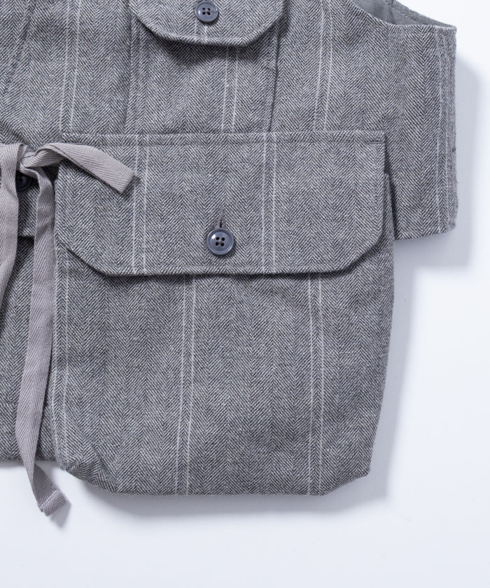 【ENGINEERED GARMENTS】FOWL VEST LT WOOL STRIPED HB - GREY / エンジニアドガーメンツ フォールベスト ライトウール ストライプ ヘリンボーン 2025AW 2025秋冬 正規取扱店 神奈川 鎌倉 オンラインショップ 通販