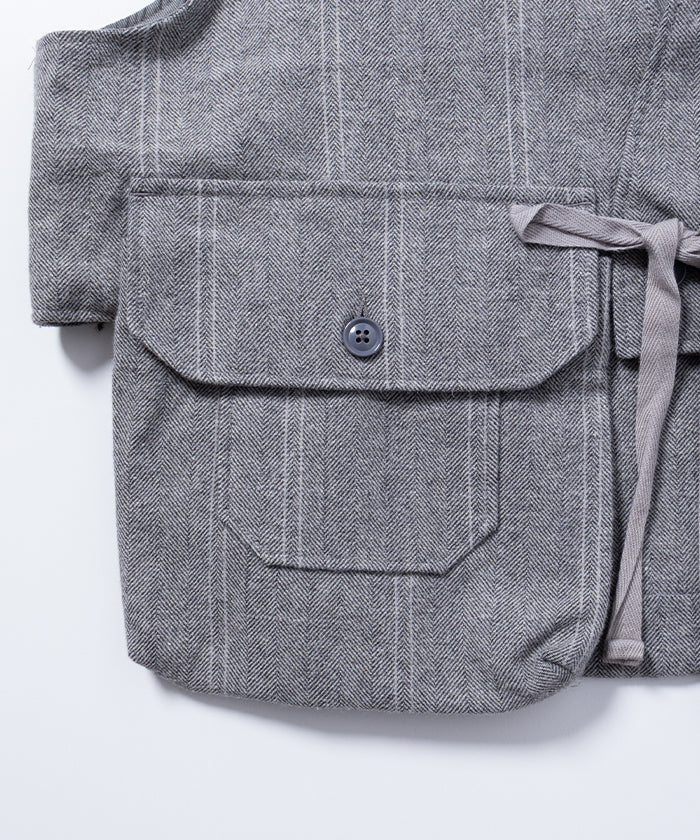 【ENGINEERED GARMENTS】FOWL VEST LT WOOL STRIPED HB - GREY / エンジニアドガーメンツ フォールベスト ライトウール ストライプ ヘリンボーン 2025AW 2025秋冬 正規取扱店 神奈川 鎌倉 オンラインショップ 通販