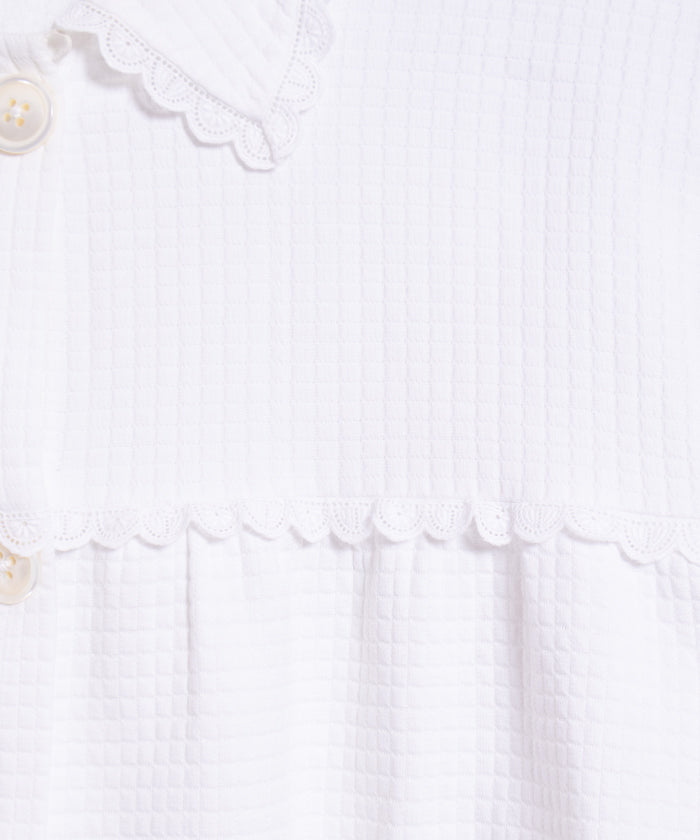 FRENCH ANTIQUE WHITE COTTON WAFFLE BLOUSE