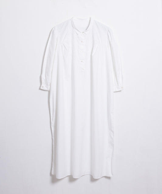 FRENCH VINTAGE EMBROIDERED FLORAL WHITE COTTON NIGHTDRESS