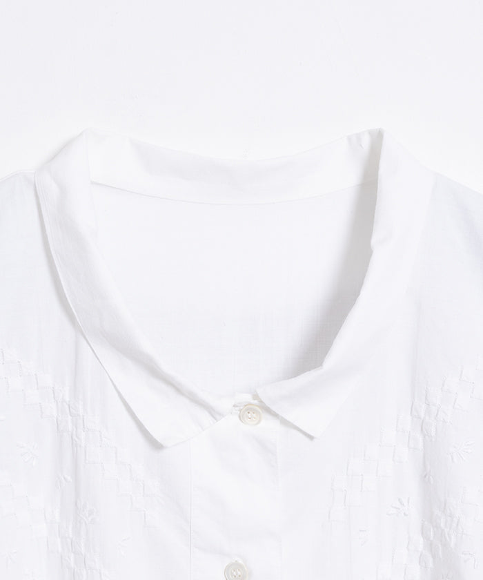 FRENCH VINTAGE EMBROIDERED FLORAL WHITE COTTON NIGHTDRESS
