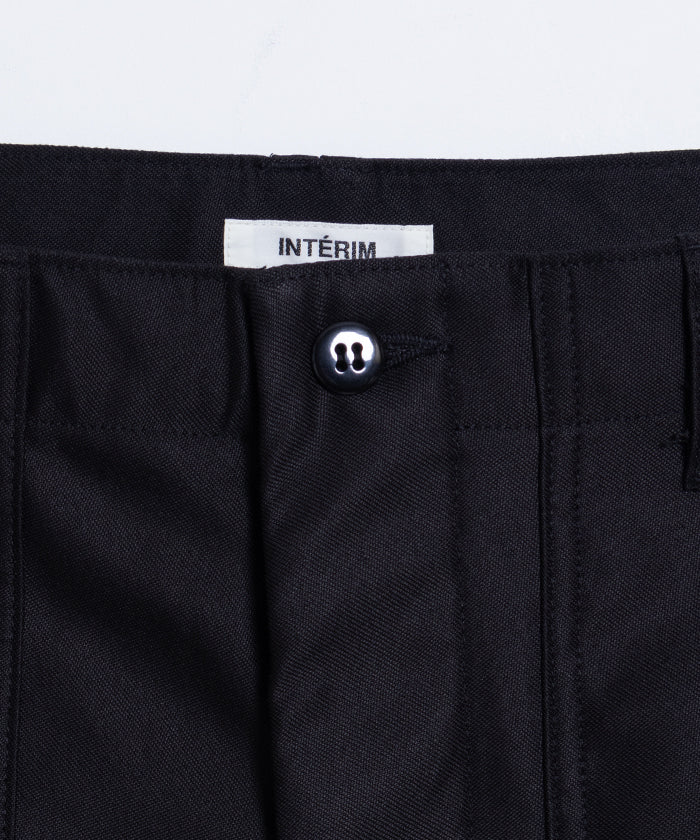 【INTÉRIM】GIZA BACK SATIN BAKER PANTS - BLACK / インテリム ギザバックサテン ベイカーパンツ ブラック 黒 2025SS 2025春夏 正規取扱店 神奈川 鎌倉 オンラインショップ 通販 interim