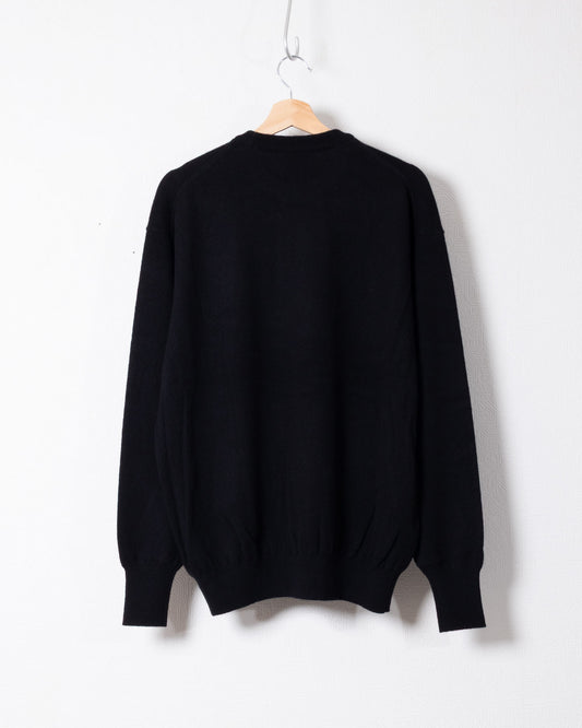 HERILL GOLDENCASH PULLOVER BLACK カシミヤ クルーネックニット 背面