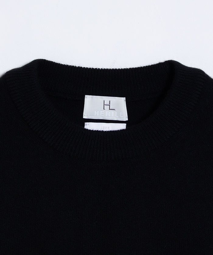 【HERILL】GOLDEN CASH PULLOVER / ヘリル ゴールデンキャッシュカシミアニット クルーネック プルオーバー セーター ブラック 2025AW 2025秋冬 正規取扱店 神奈川 鎌倉 オンラインショップ 通販