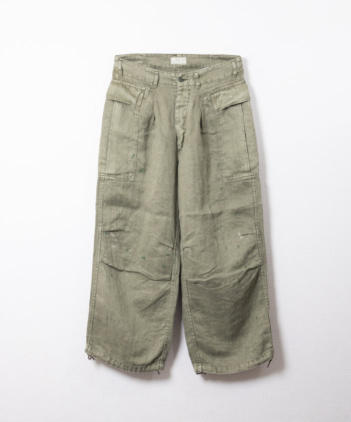 HERILL】HBT LINEN CARGOPANTS - OLIVE DRAB / ヘリル ヘリンボーン