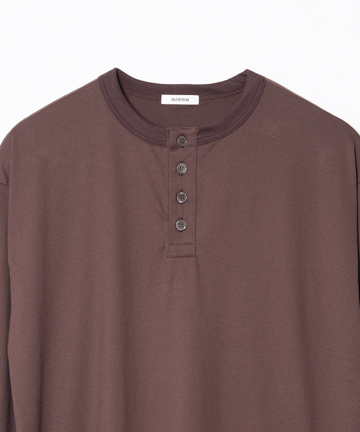 HIGH GAUGE SUVIN JERSEY HENRY L/S TEE - BROWN