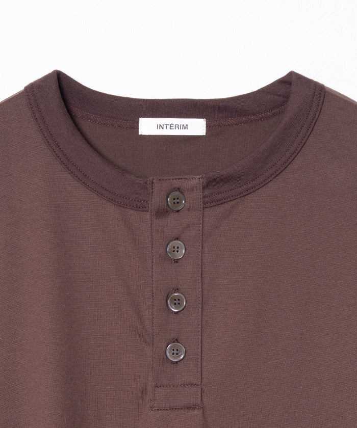 HIGH GAUGE SUVIN JERSEY HENRY L/S TEE - BROWN