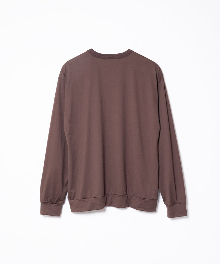 HIGH GAUGE SUVIN JERSEY HENRY L/S TEE - BROWN
