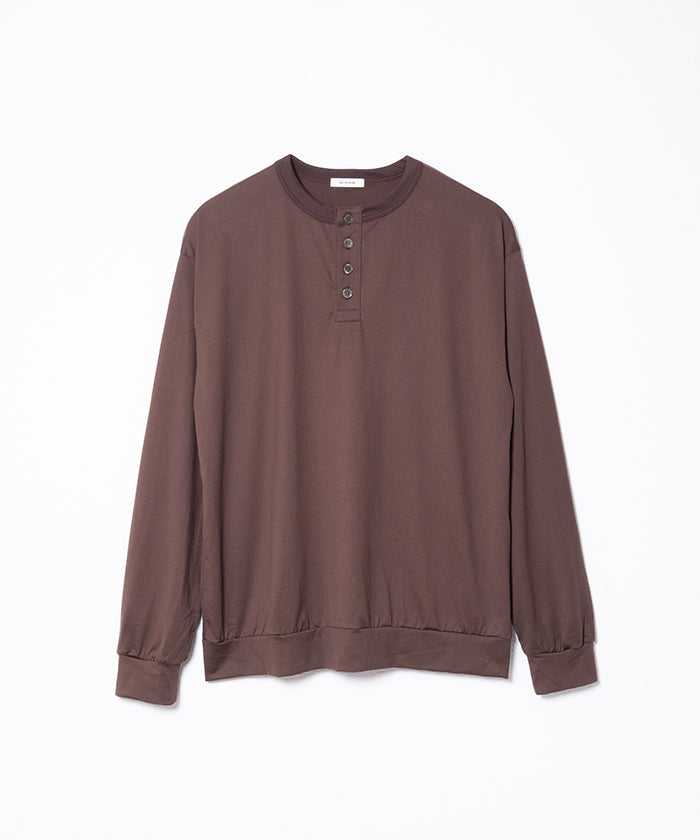 HIGH GAUGE SUVIN JERSEY HENRY L/S TEE - BROWN