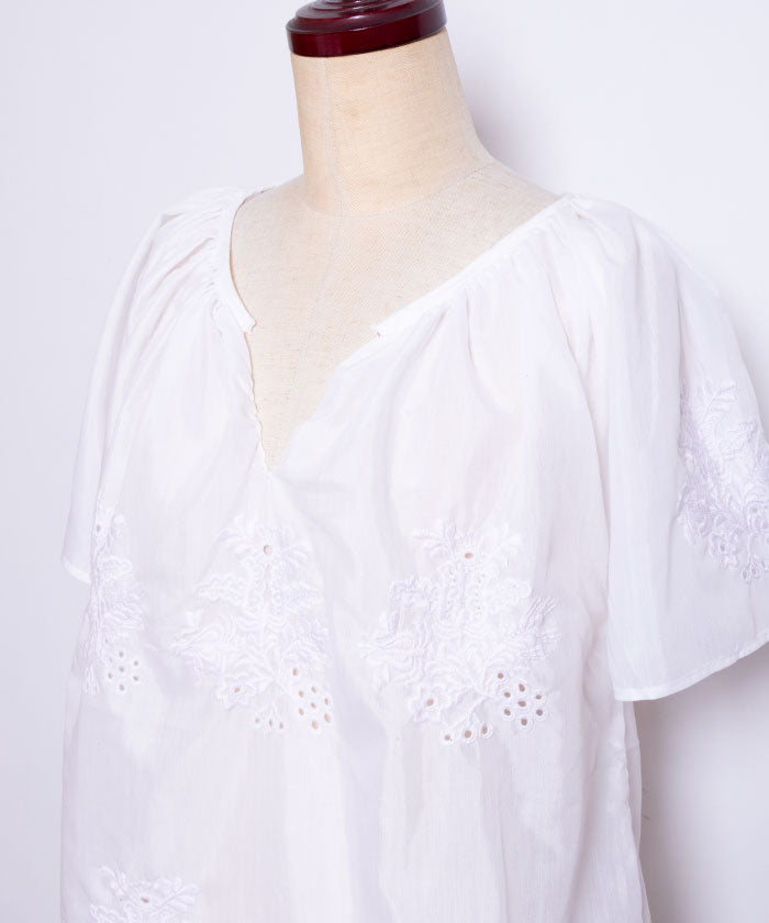 VINTAGE HUNGARIAN EMBROIDERED SHORT SLEEVE BLOUSE - 3 - A'r139 Kamakura