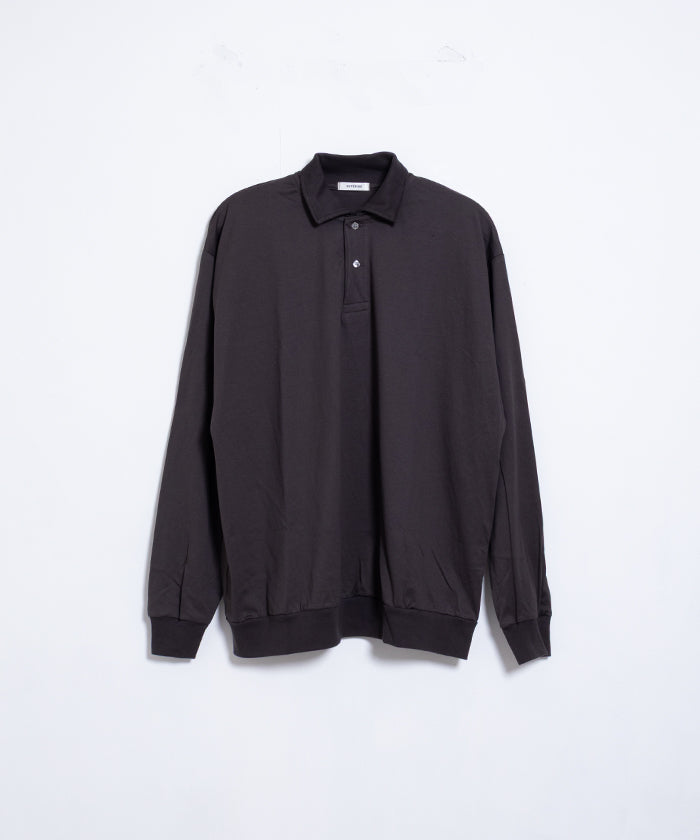 【INTÉRIM】HYPER BIG HIGH GAUGE SUVIN JERSEY LONG POLO SHIRT - SMOKE BLACK / インテリム ハイパービッグ ハイゲージ スビンコットン ジャージー 長袖ポロシャツ スモーク ブラック 2025SS 2025春夏 正規取扱店 神奈川 鎌倉 通販 オンラインショップ