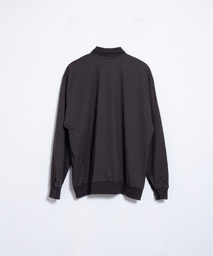 【INTÉRIM】HYPER BIG HIGH GAUGE SUVIN JERSEY LONG POLO SHIRT - SMOKE BLACK / インテリム ハイパービッグ ハイゲージ スビンコットン ジャージー 長袖ポロシャツ スモーク ブラック 2025SS 2025春夏 正規取扱店 神奈川 鎌倉 通販 オンラインショップ
