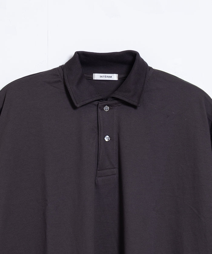 【INTÉRIM】HYPER BIG HIGH GAUGE SUVIN JERSEY LONG POLO SHIRT - SMOKE BLACK / インテリム ハイパービッグ ハイゲージ スビンコットン ジャージー 長袖ポロシャツ スモーク ブラック 2025SS 2025春夏 正規取扱店 神奈川 鎌倉 通販 オンラインショップ