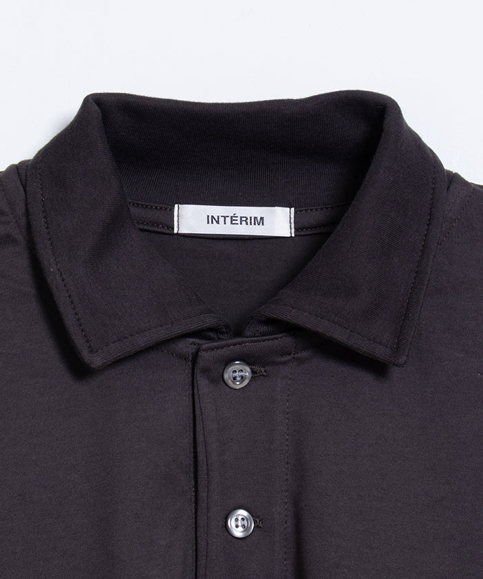 【INTÉRIM】HYPER BIG HIGH GAUGE SUVIN JERSEY LONG POLO SHIRT - SMOKE BLACK / インテリム ハイパービッグ ハイゲージ スビンコットン ジャージー 長袖ポロシャツ スモーク ブラック 2025SS 2025春夏 正規取扱店 神奈川 鎌倉 通販 オンラインショップ
