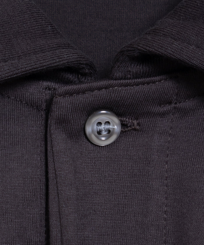 【INTÉRIM】HYPER BIG HIGH GAUGE SUVIN JERSEY LONG POLO SHIRT - SMOKE BLACK / インテリム ハイパービッグ ハイゲージ スビンコットン ジャージー 長袖ポロシャツ スモーク ブラック 2025SS 2025春夏 正規取扱店 神奈川 鎌倉 通販 オンラインショップ