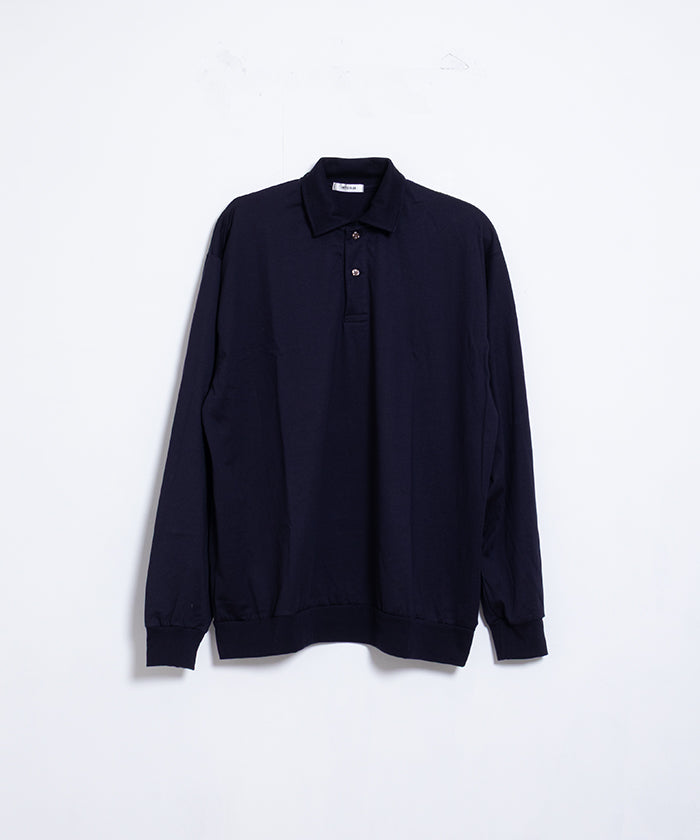 【INTÉRIM】HYPER BIG HIGH GAUGE SUVIN JERSEY LONG POLO SHIRT - D.NAVY / インテリム ハイパービッグ ハイゲージ スビンコットン ジャージー 長袖ポロシャツ ダーク ネイビー 2025SS 2025春夏 正規取扱店 神奈川 鎌倉 通販 オンラインショップ